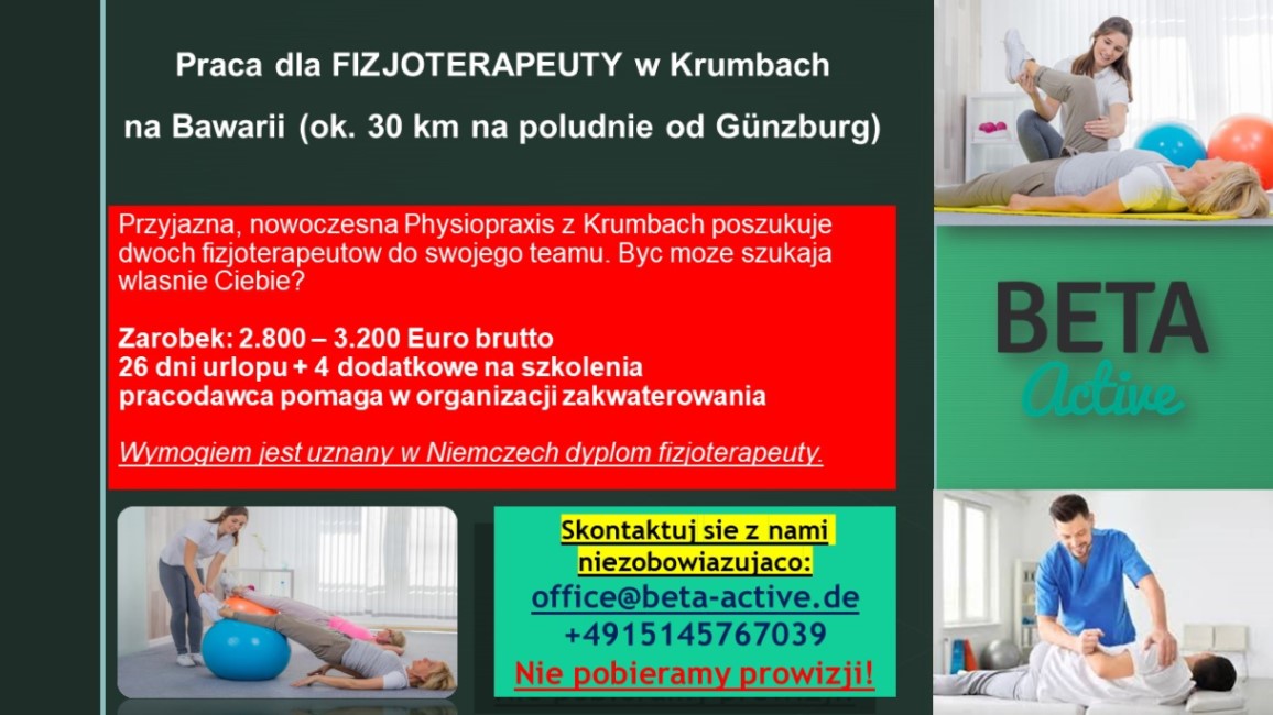 Fizjoterapeuta – praca w Krumbach na Bawarii